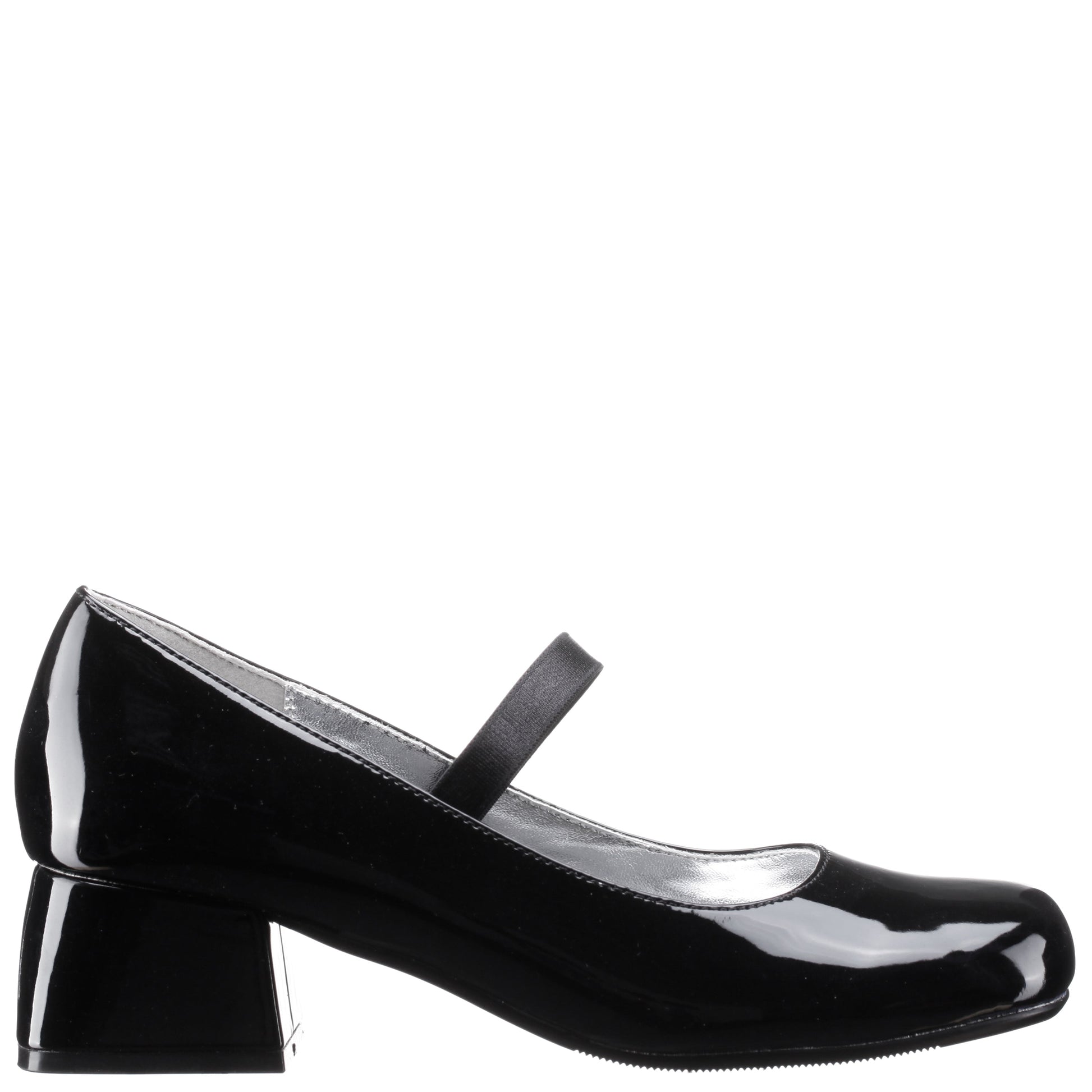 Girls Tevi Black Patent Elastic Strap Dress Shoes | Nina Shoes