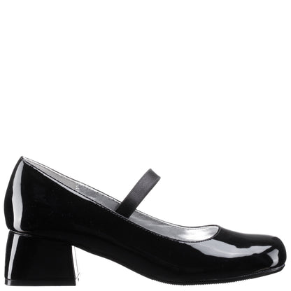 Girls Tevi Black Patent Elastic Strap Dress Shoes | Nina Shoes