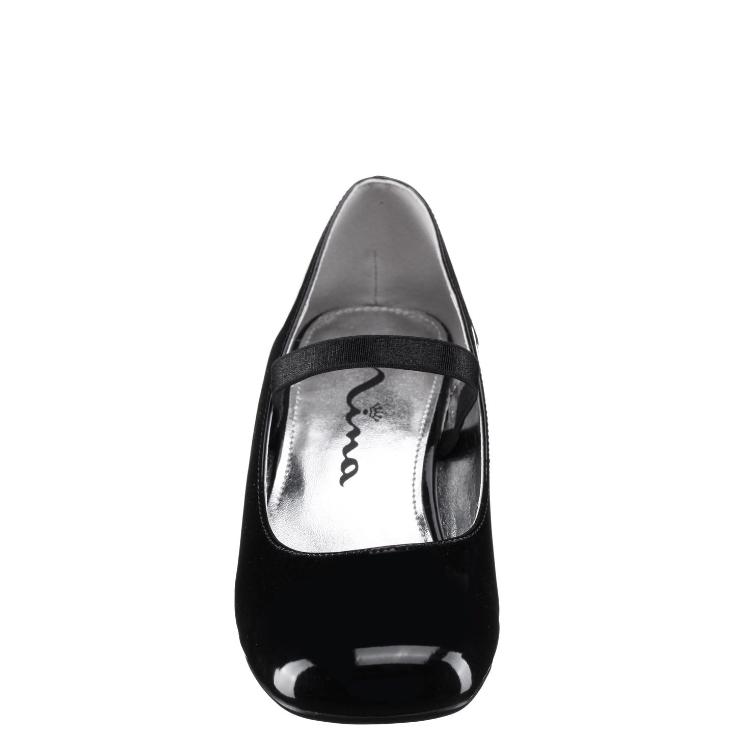 Girls Tevi Black Patent Elastic Strap Dress Shoes | Nina Shoes