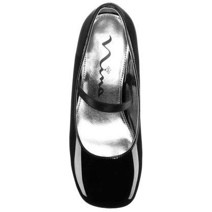 Girls Tevi Black Patent Elastic Strap Dress Shoes | Nina Shoes