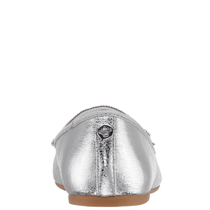 Girls Kendalla Silver Crackle Metallic Ballet Flats | Nina Shoes
