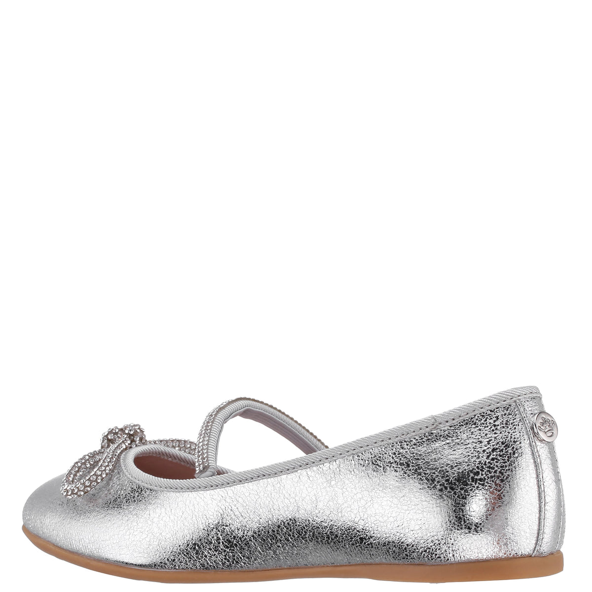 Girls Kendalla Silver Crackle Metallic Ballet Flats | Nina Shoes