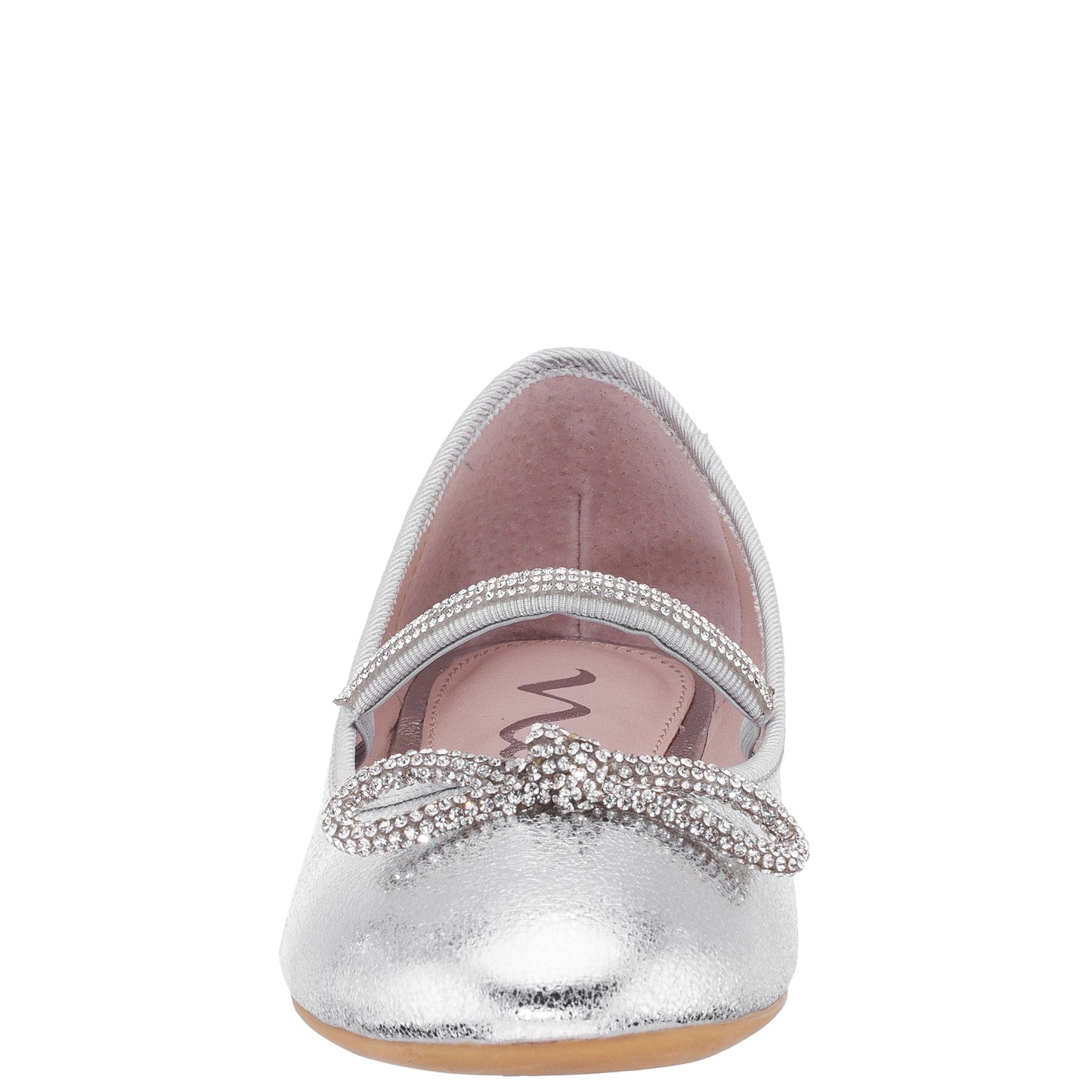 Girls Kendalla Silver Crackle Metallic Ballet Flats | Nina Shoes
