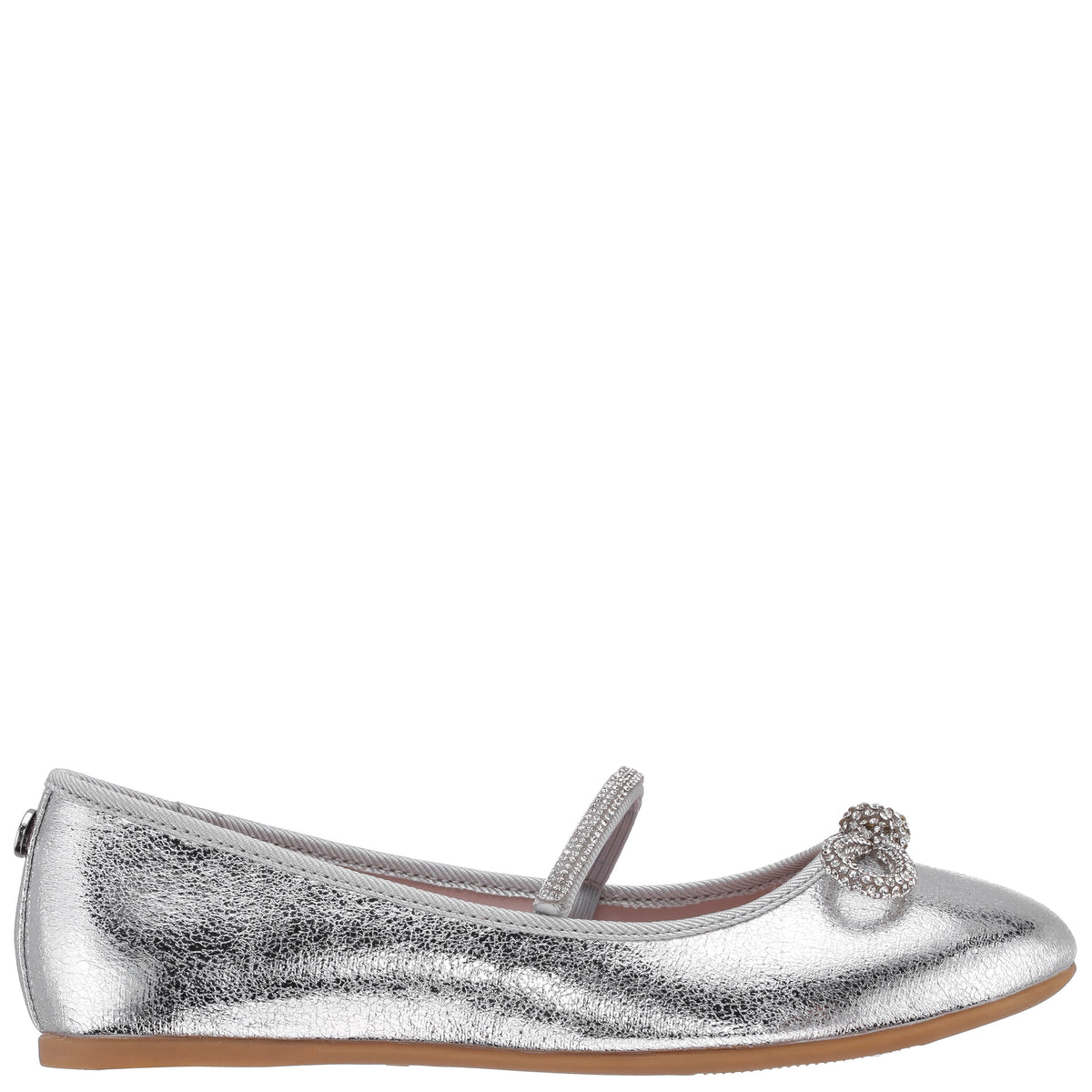 Girls Kendalla Silver Crackle Metallic Ballet Flats | Nina Shoes