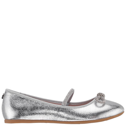 Girls Kendalla Silver Crackle Metallic Ballet Flats | Nina Shoes