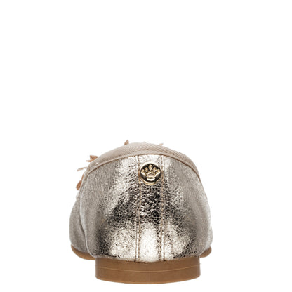 Girls Jeanesse platino metallic flower ballet flats | Nina Shoes
