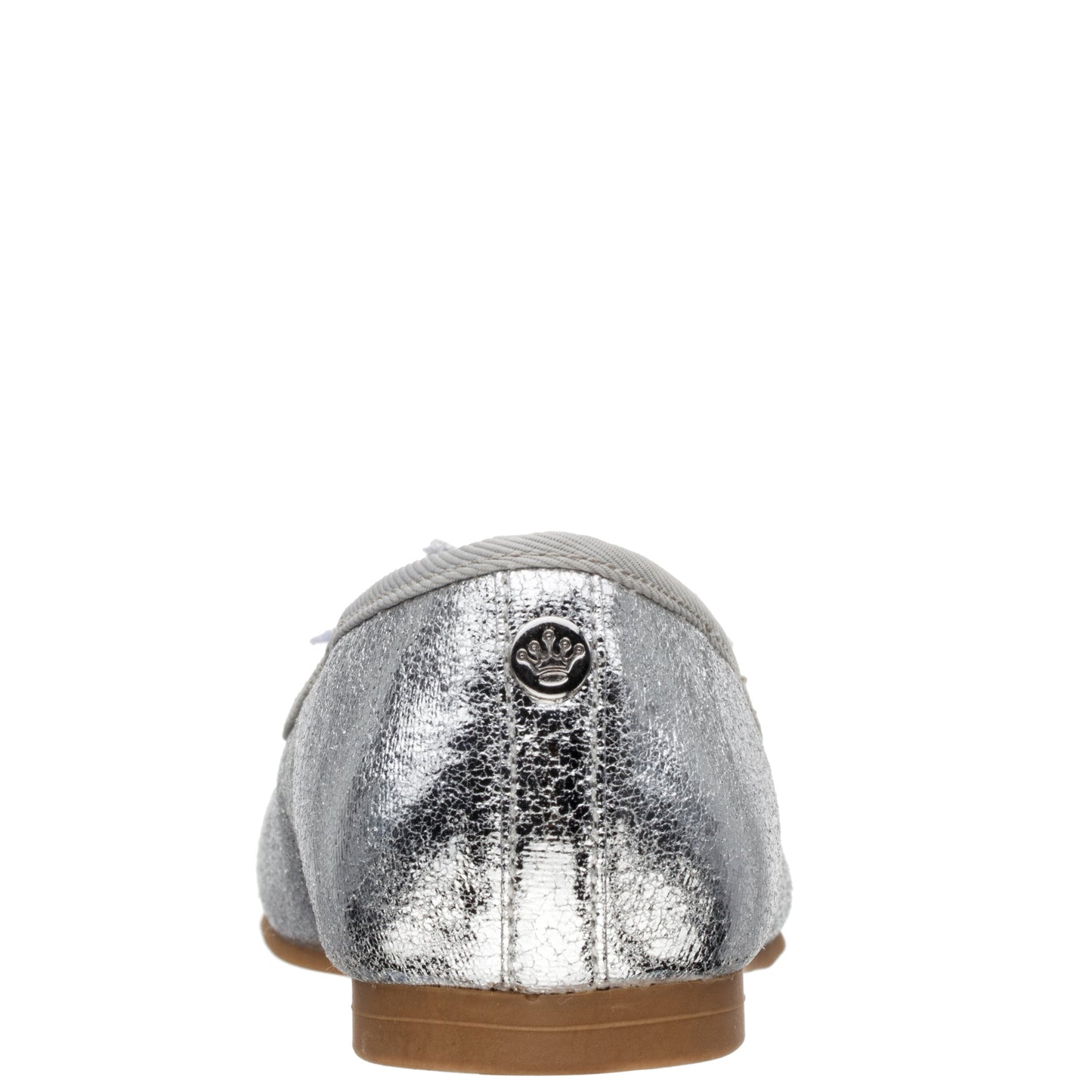 Girls Jeanesse silver metallic flower ballet flats | Nina Shoes