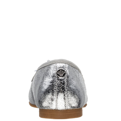 Girls Jeanesse silver metallic flower ballet flats | Nina Shoes