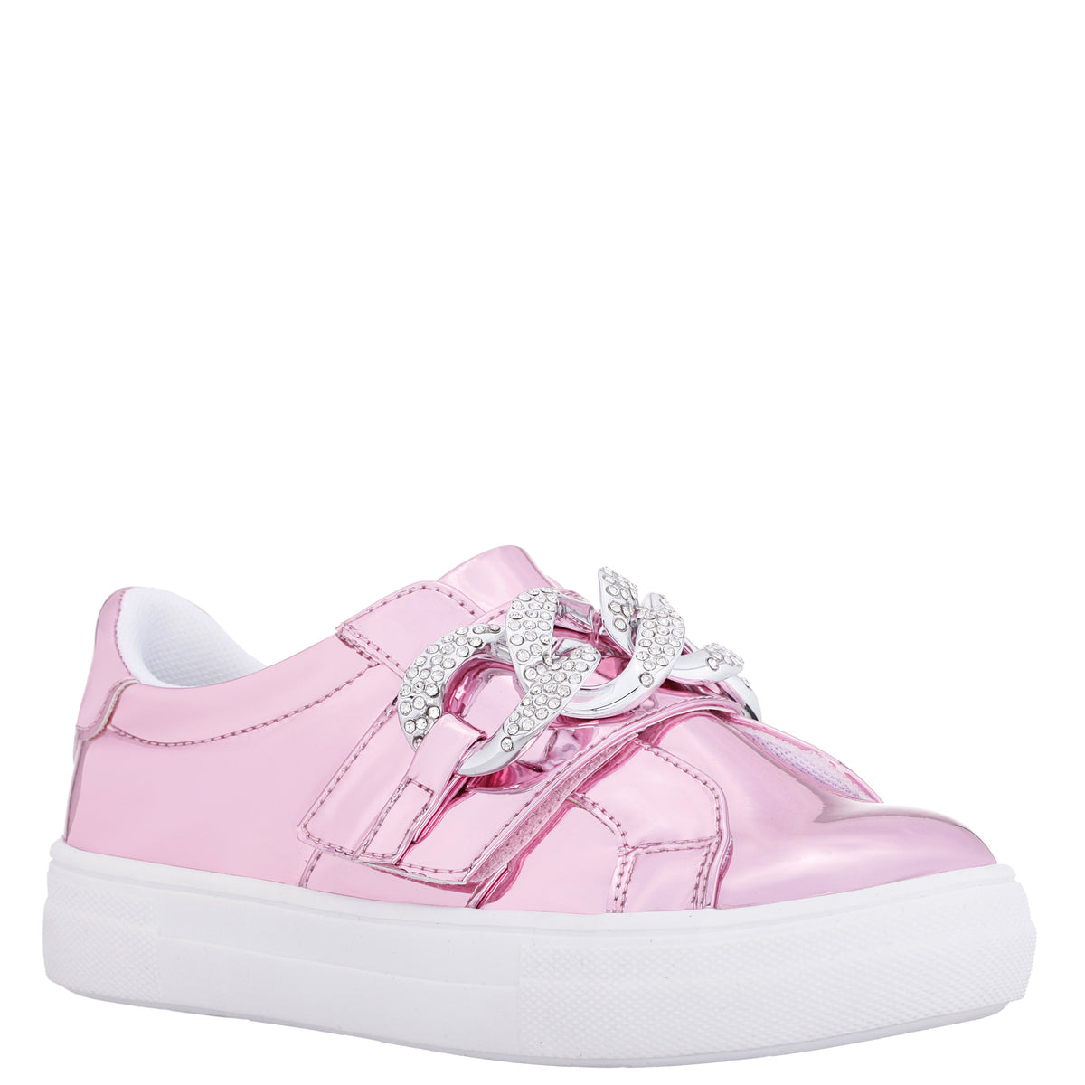 Girls Emaleigh Pink Metallic Low Top Slip-on Sneakers | Nina Shoes