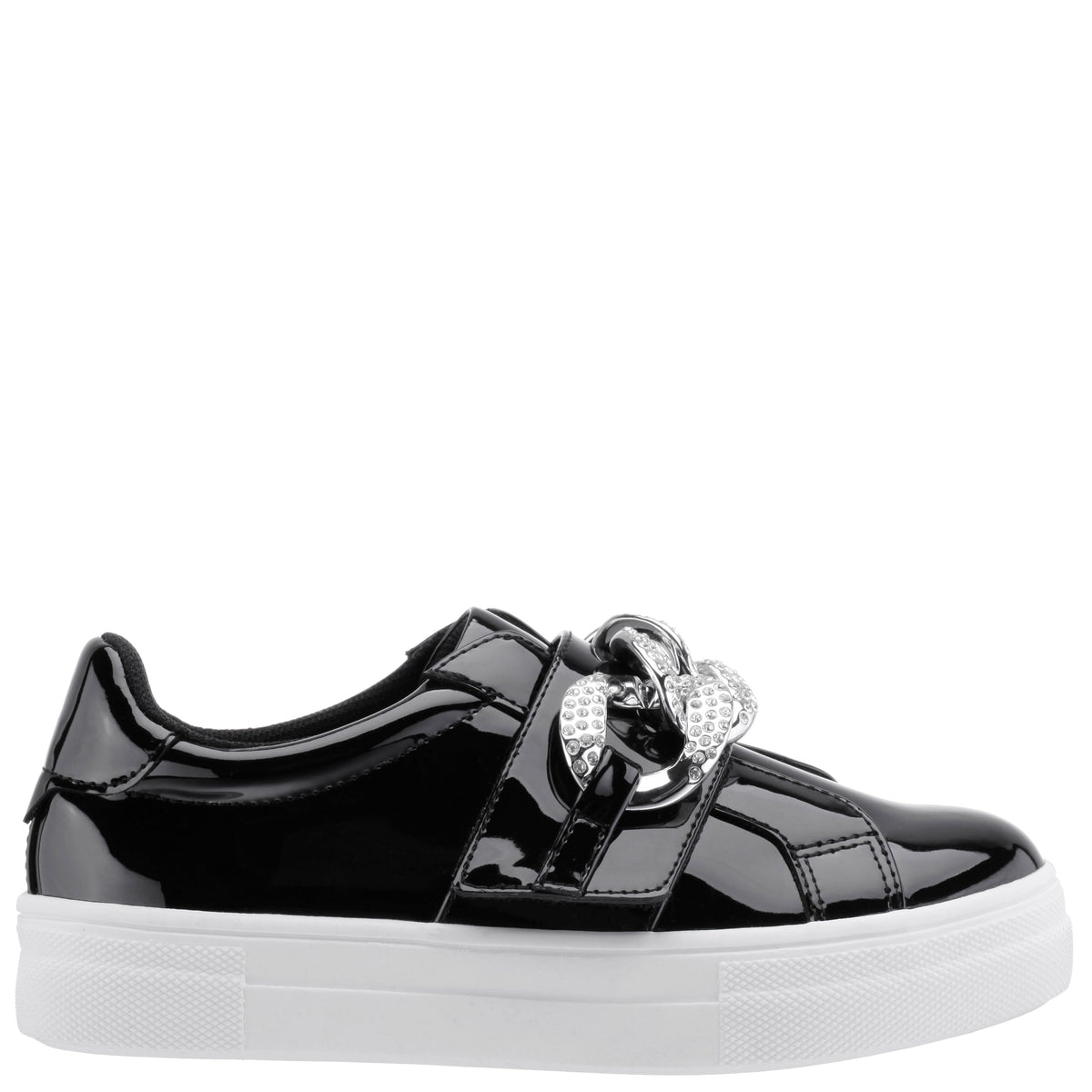 Girls Emaleigh Black Patent Low Top Slip-on Sneakers | Nina Shoes