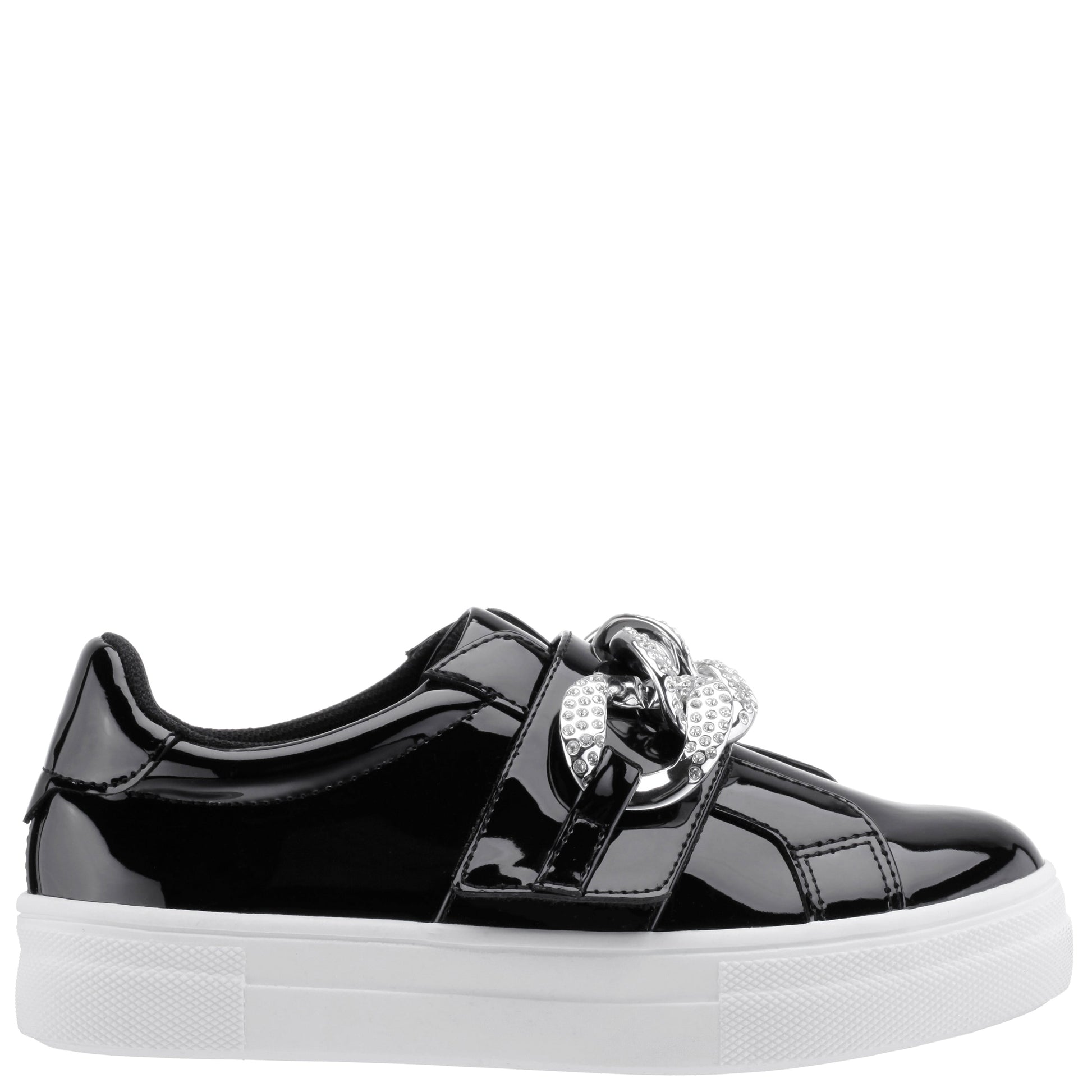 Girls Emaleigh Black Patent Low Top Slip-on Sneakers | Nina Shoes