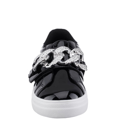 Girls Emaleigh Black Patent Low Top Slip-on Sneakers | Nina Shoes