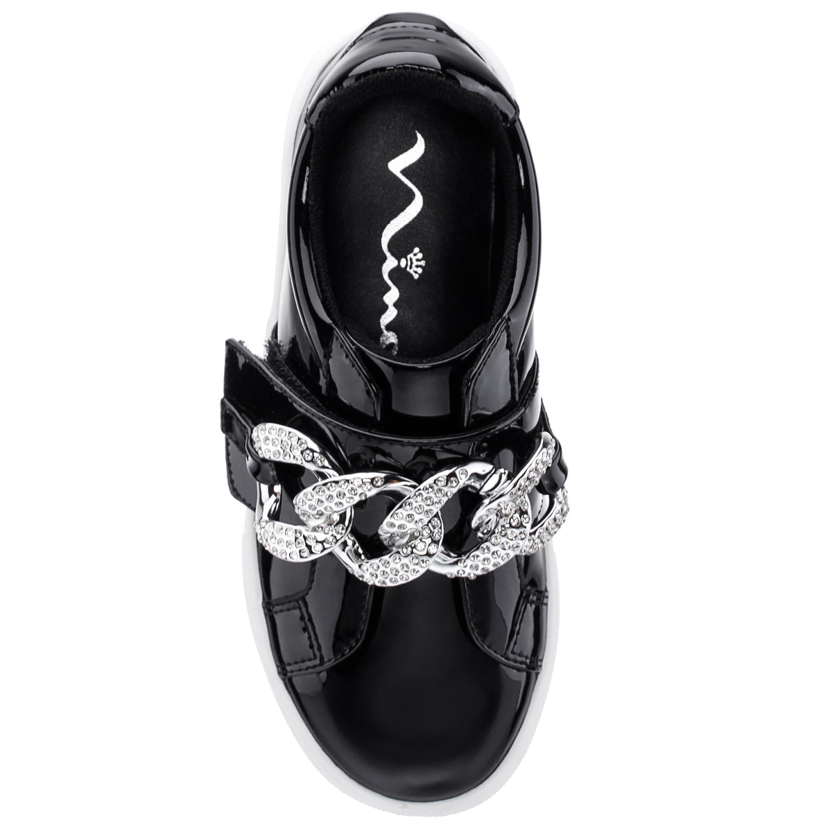 Girls Emaleigh Black Patent Low Top Slip-on Sneakers | Nina Shoes