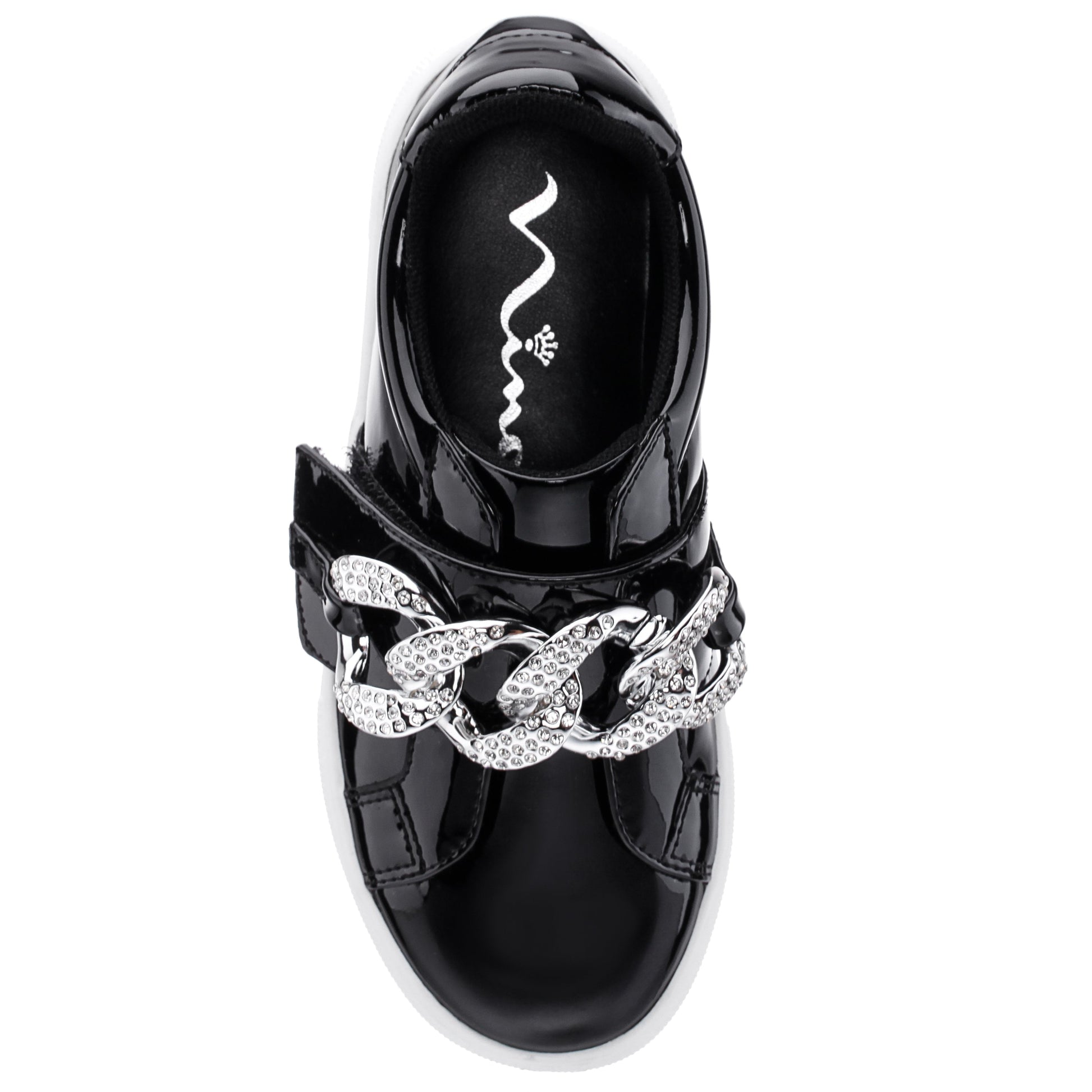Girls Emaleigh Black Patent Low Top Slip-on Sneakers | Nina Shoes