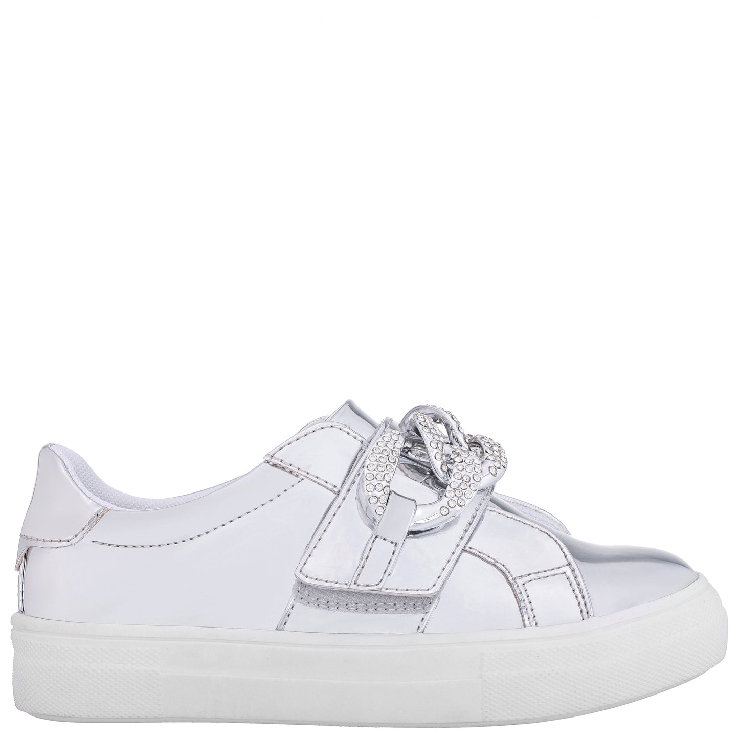 Girls Emaleigh Silver Metallic Low Top Slip-on Sneakers | Nina Shoes