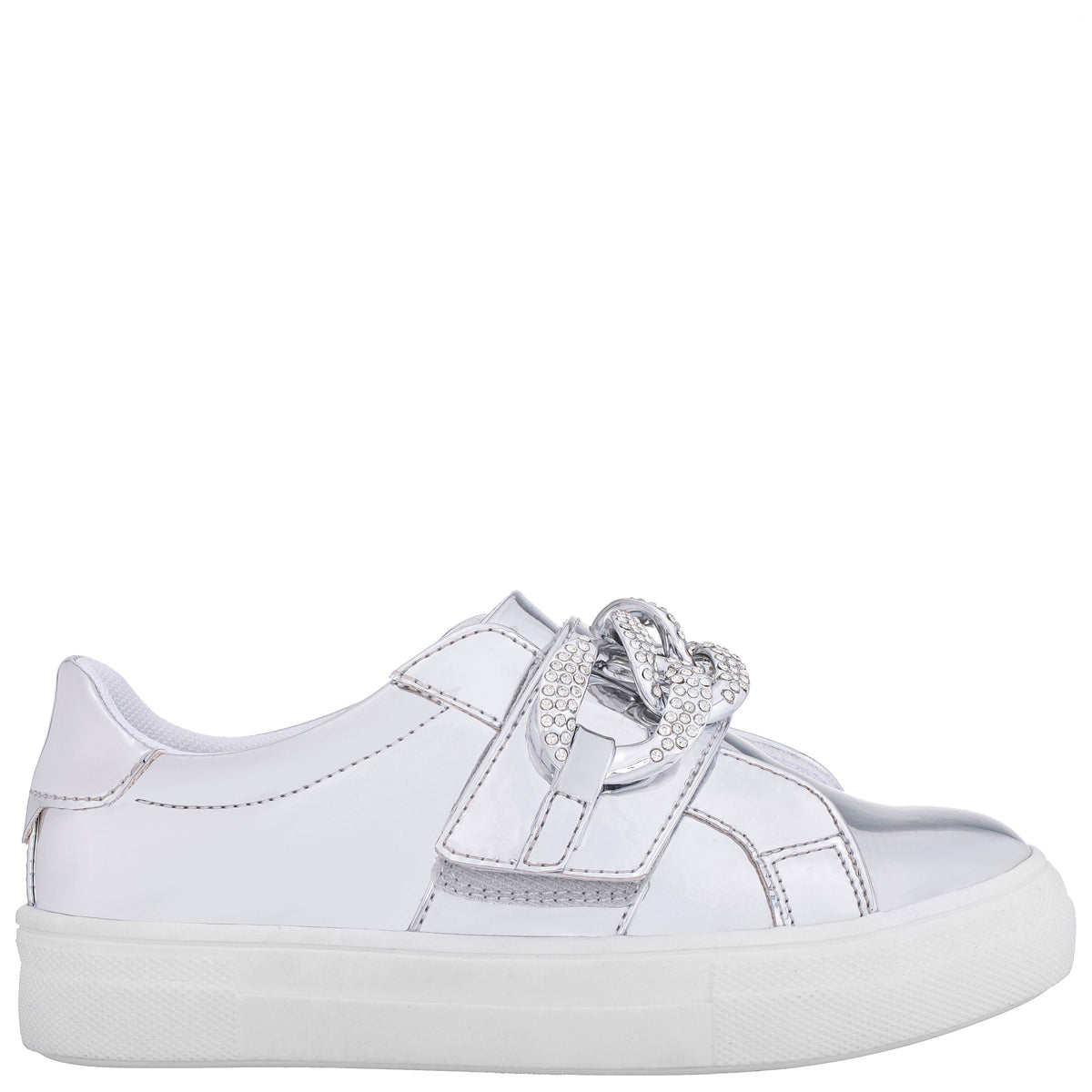 Girls Emaleigh Silver Metallic Low Top Slip-on Sneakers | Nina Shoes