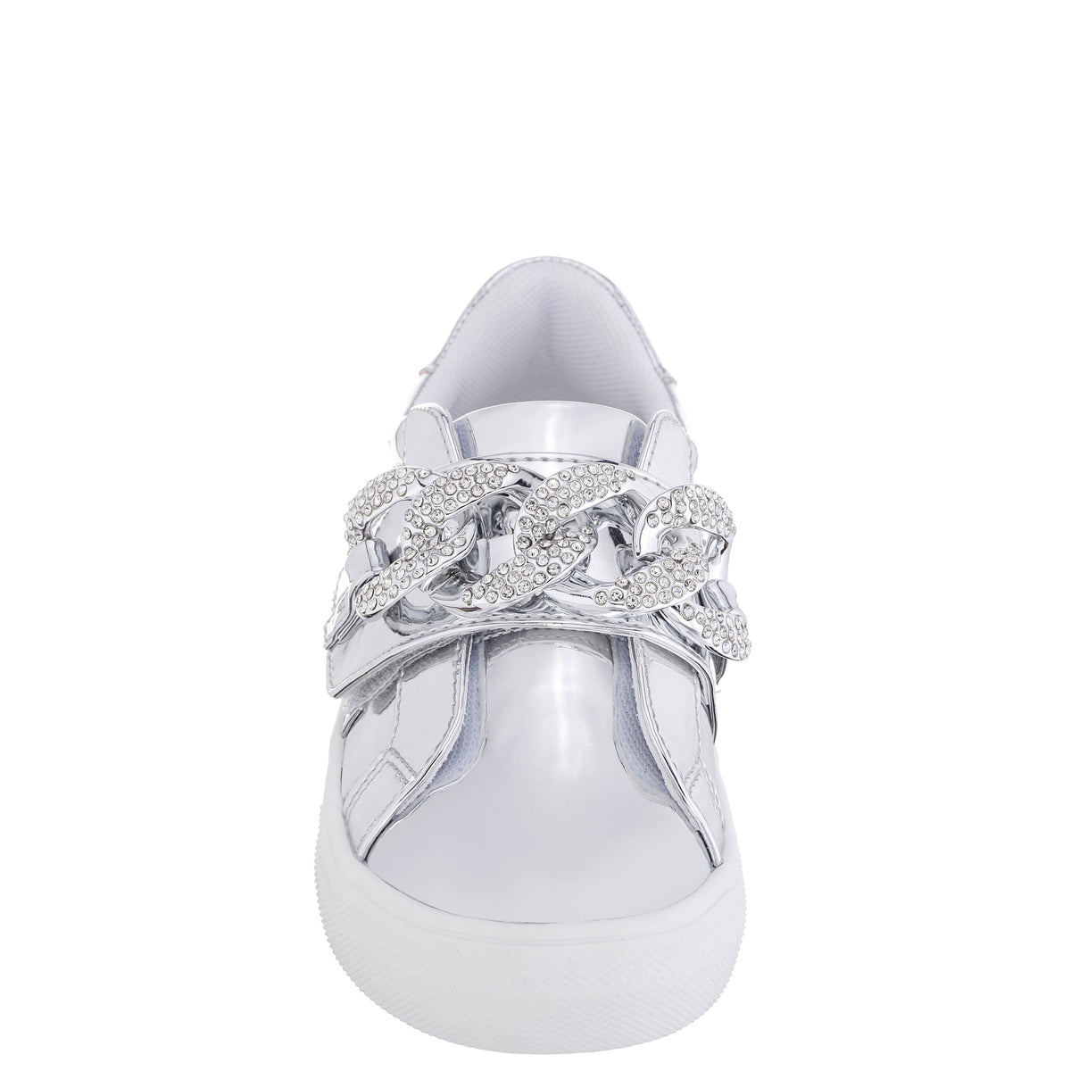 Girls Emaleigh Silver Metallic Low Top Slip-on Sneakers | Nina Shoes