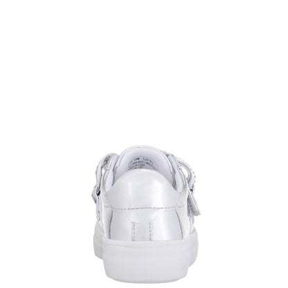 Girls Emaleigh Silver Metallic Low Top Slip-on Sneakers | Nina Shoes