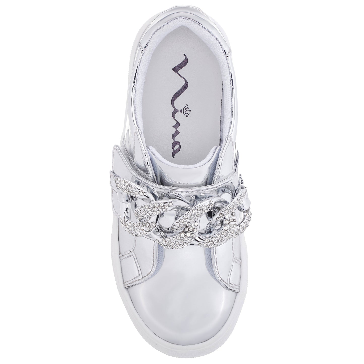 Girls Emaleigh Silver Metallic Low Top Slip-on Sneakers | Nina Shoes