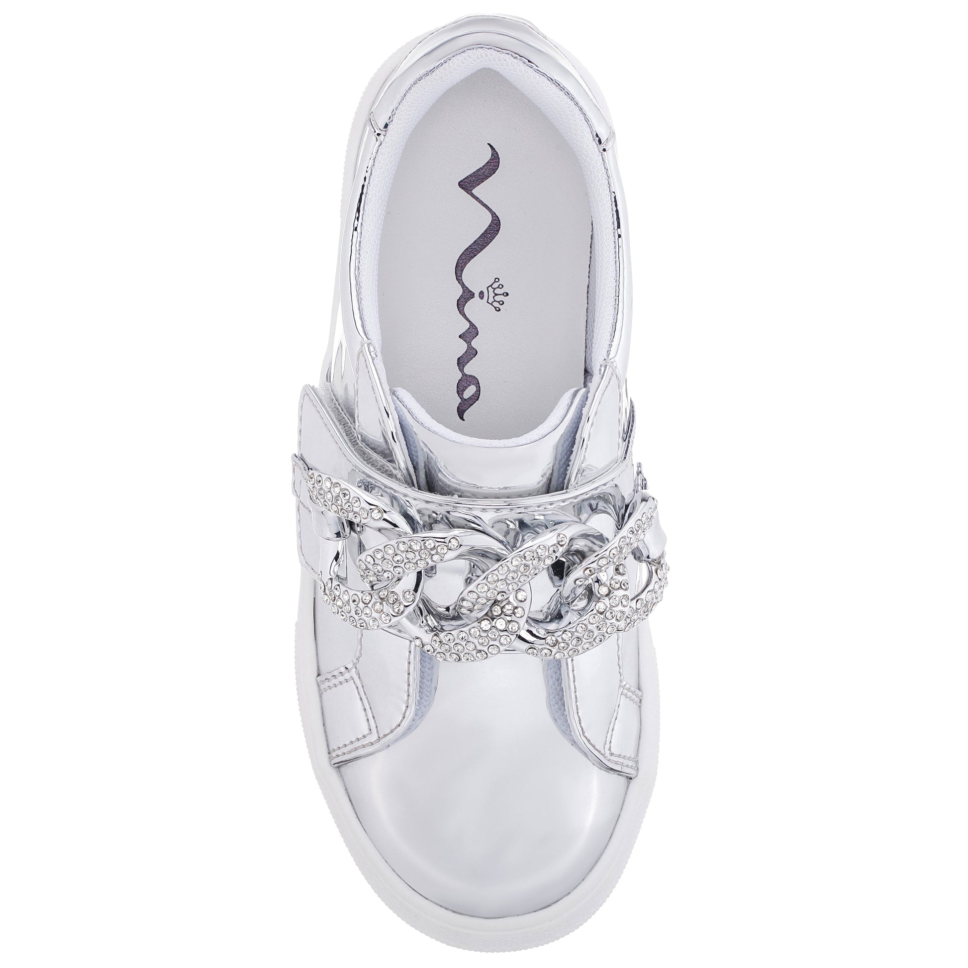 Girls Emaleigh Silver Metallic Low Top Slip-on Sneakers | Nina Shoes