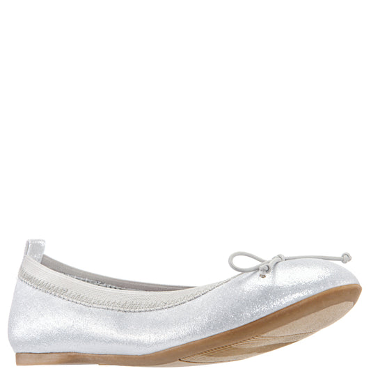 Girls Esther Silver Shimmer Ballet Flats | Nina Shoes