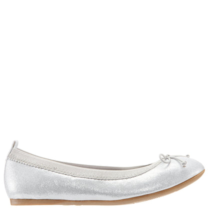 Girls Esther Silver Shimmer Ballet Flats | Nina Shoes