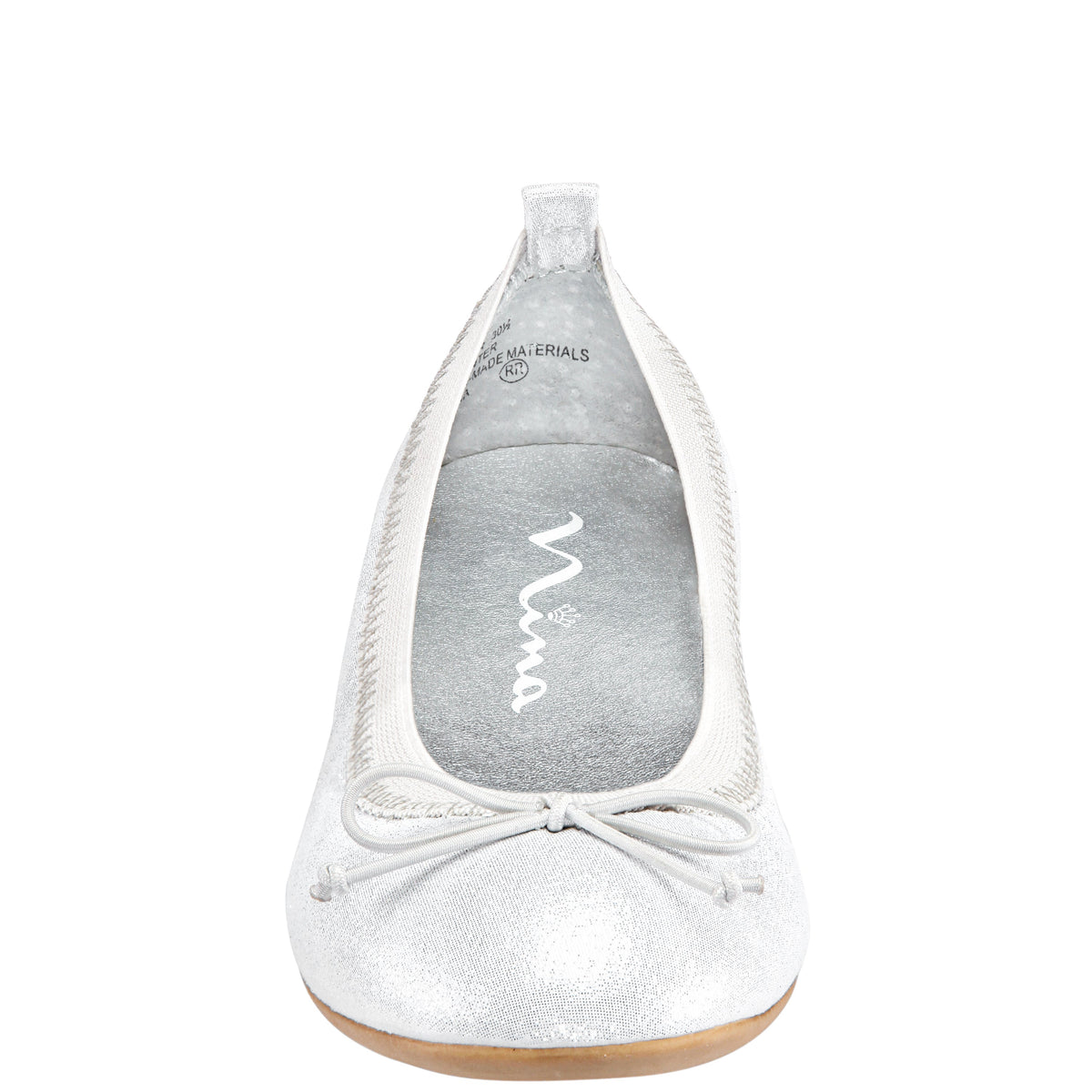 Girls Esther Silver Shimmer Ballet Flats | Nina Shoes