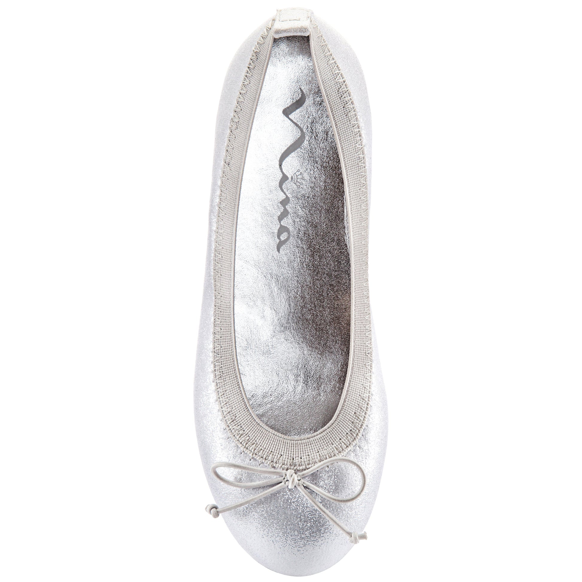 Girls Esther Silver Shimmer Ballet Flats | Nina Shoes