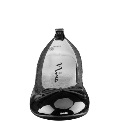 Girls Esther Balck Patent Ballet Flats | Nina Shoes