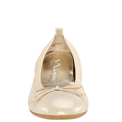 Girls Esther Platino Shimmer Ballet Flats | Nina Shoes
