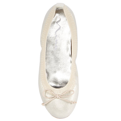 Girls Esther Platino Shimmer Ballet Flats | Nina Shoes
