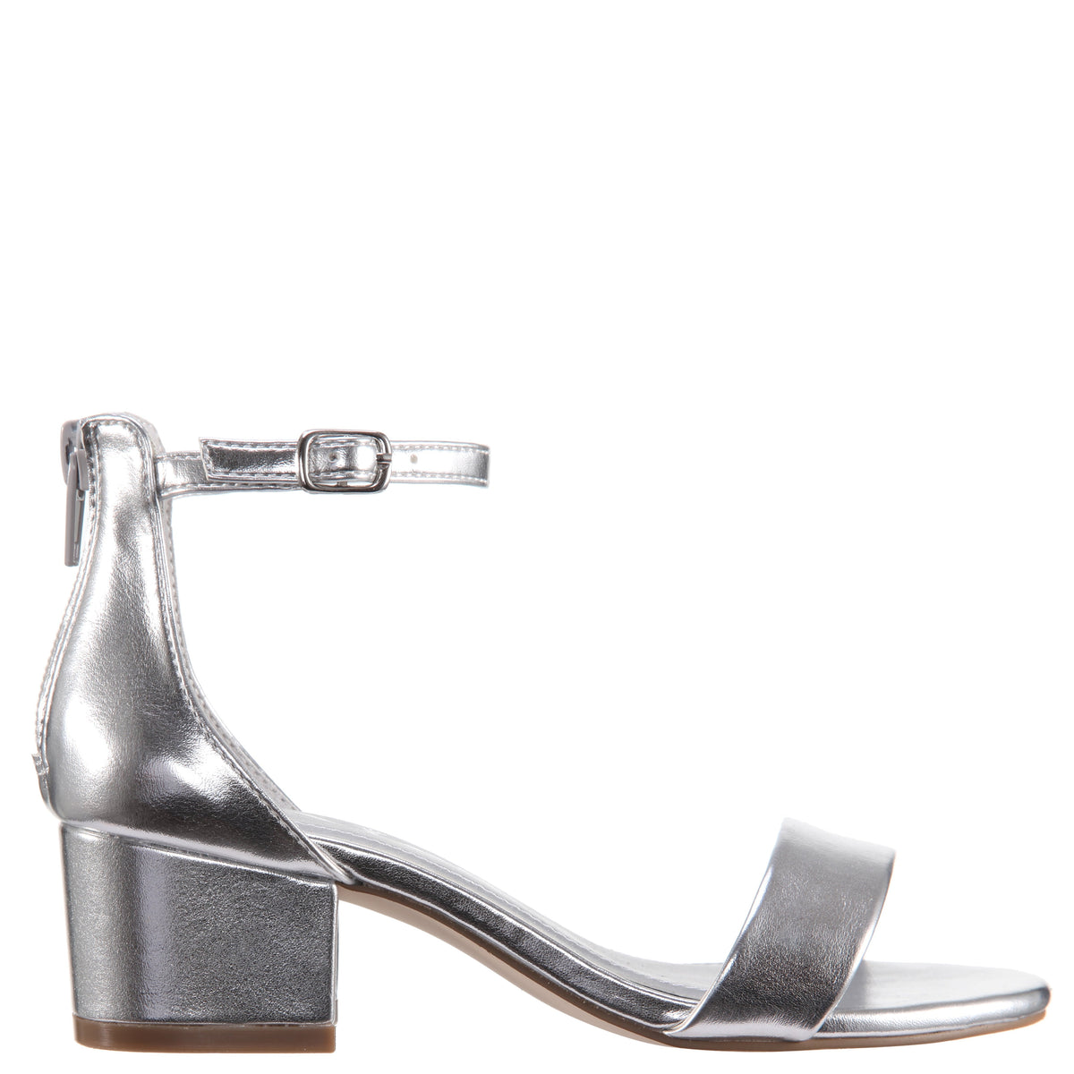 Girls Hidi Silver Metallic Ankle Strap Dress Sandals | Nina Shoes