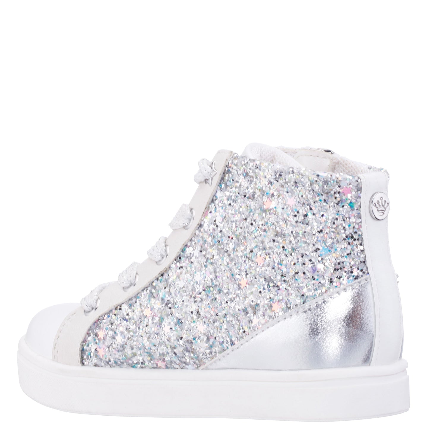 Girls Yuti White Glitter High Top Sneakers | Nina Shoes