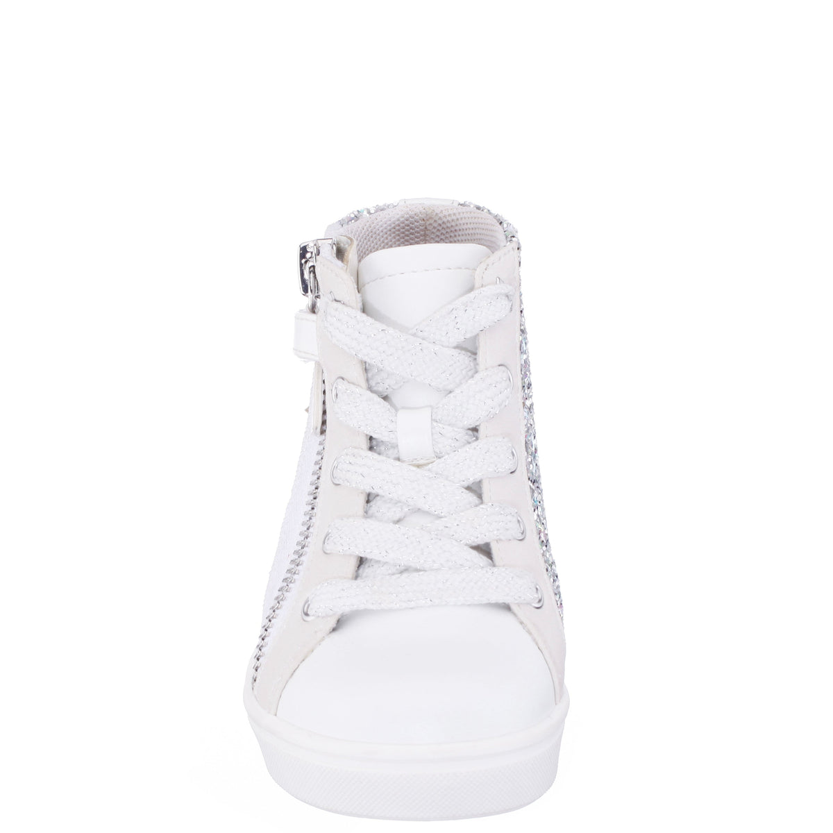 Girls Yuti White Glitter High Top Sneakers | Nina Shoes