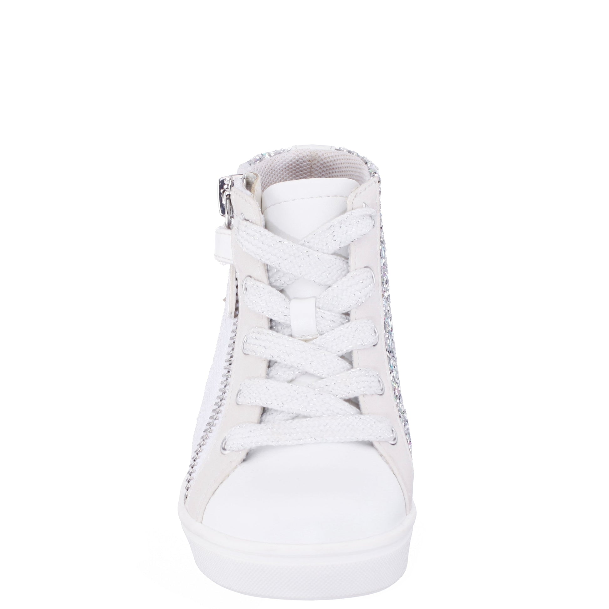 Girls Yuti White Glitter High Top Sneakers | Nina Shoes