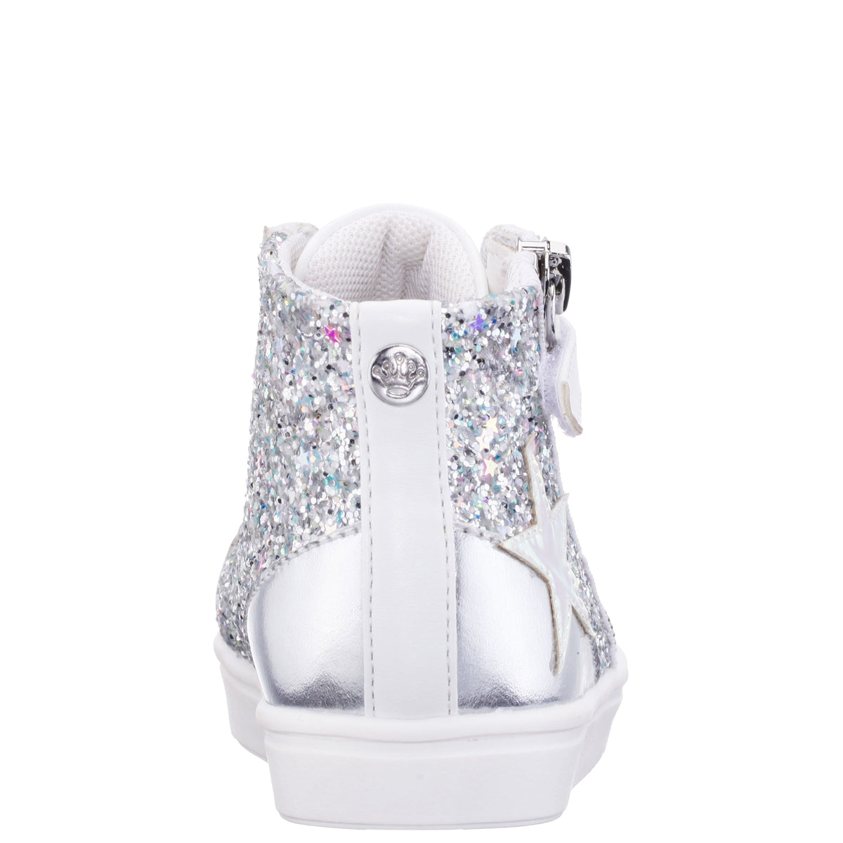 Girls Yuti White Glitter High Top Sneakers | Nina Shoes