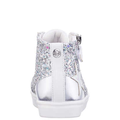 Girls Yuti White Glitter High Top Sneakers | Nina Shoes