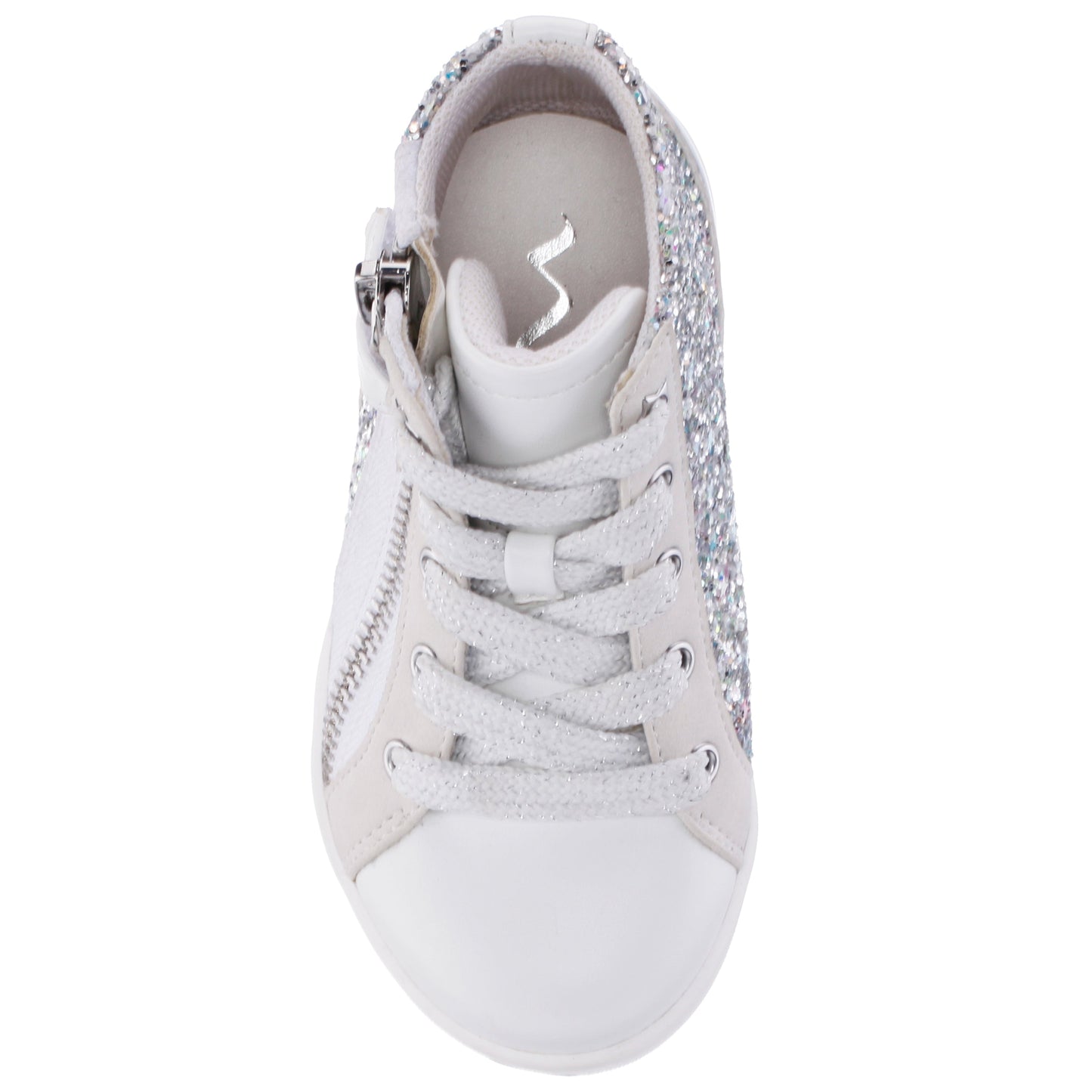 Girls Yuti White Glitter High Top Sneakers | Nina Shoes