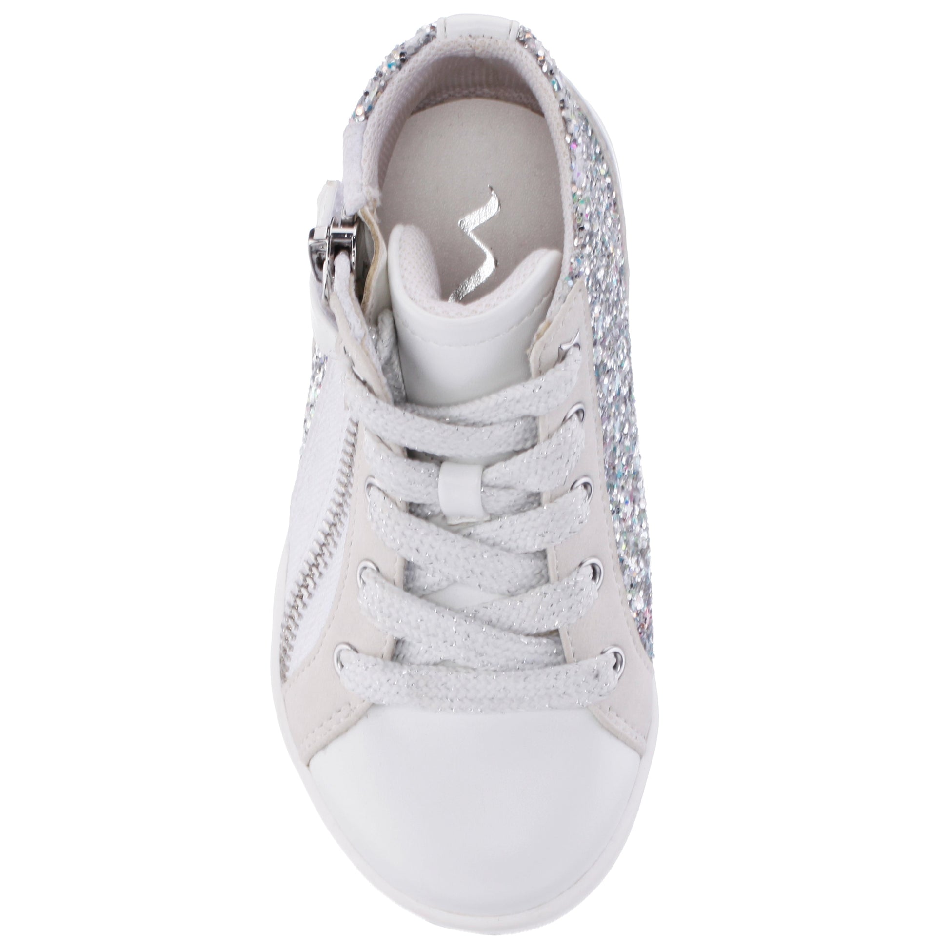 Girls Yuti White Glitter High Top Sneakers | Nina Shoes