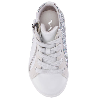 Girls Yuti White Glitter High Top Sneakers | Nina Shoes