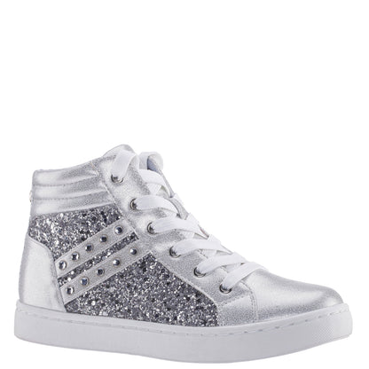 Girls Michaela Silver Glitter High Top Sneakers | Nina Shoes