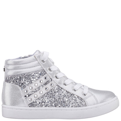 Girls Michaela Silver Glitter High Top Sneakers | Nina Shoes