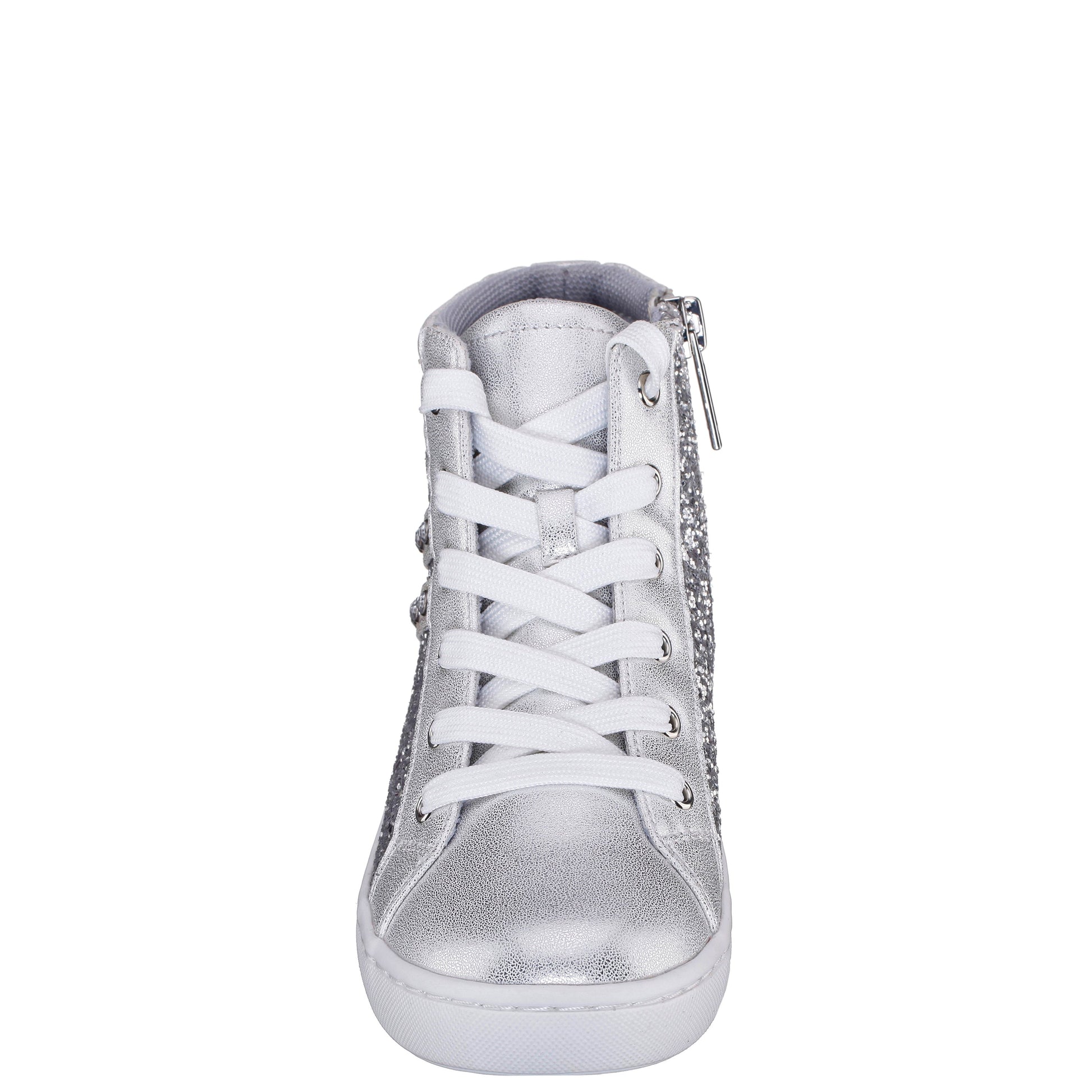 Girls Michaela Silver Glitter High Top Sneakers | Nina Shoes