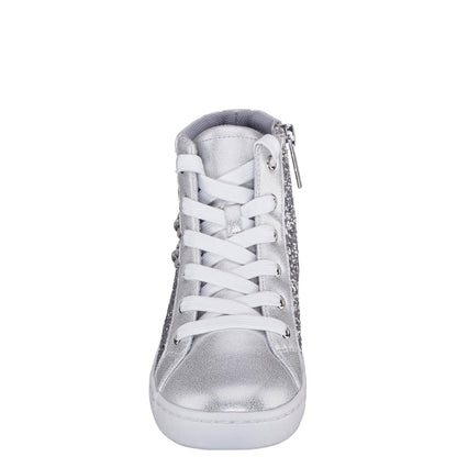 Girls Michaela Silver Glitter High Top Sneakers | Nina Shoes