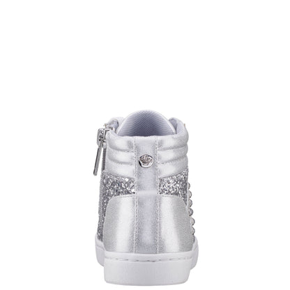Girls Michaela Silver Glitter High Top Sneakers | Nina Shoes