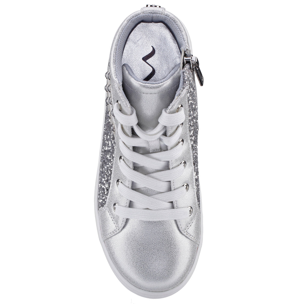 Girls Michaela Silver Glitter High Top Sneakers | Nina Shoes