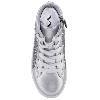 Girls Michaela Silver Glitter High Top Sneakers | Nina Shoes