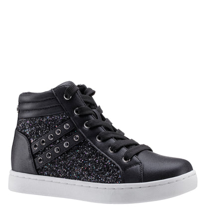 Girls Michaela Black Glitter High Top Sneakers | Nina Shoes