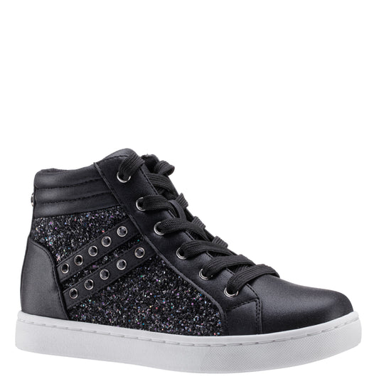 Girls Michaela Black Glitter High Top Sneakers | Nina Shoes