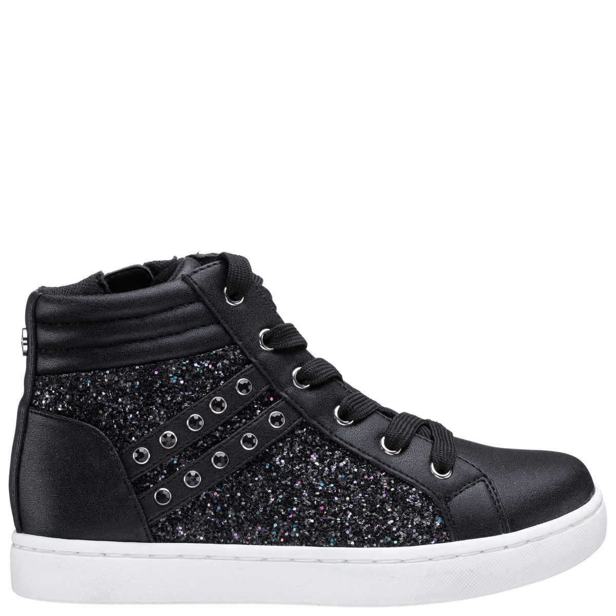 Girls Michaela Black Glitter High Top Sneakers | Nina Shoes